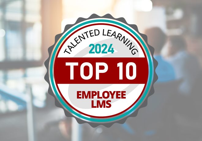 Talented Learning 2024 Top 10 Employee LMS badge