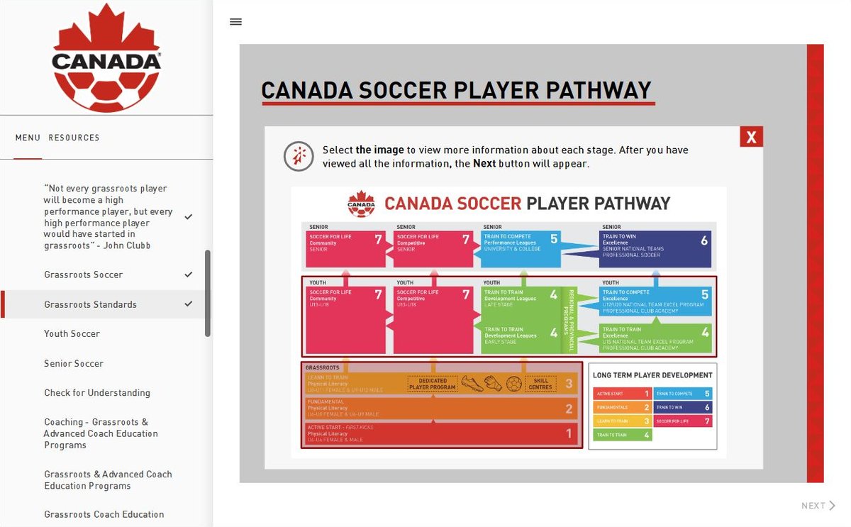 An illustrated diagram of the Canada Soccer Player Pathway